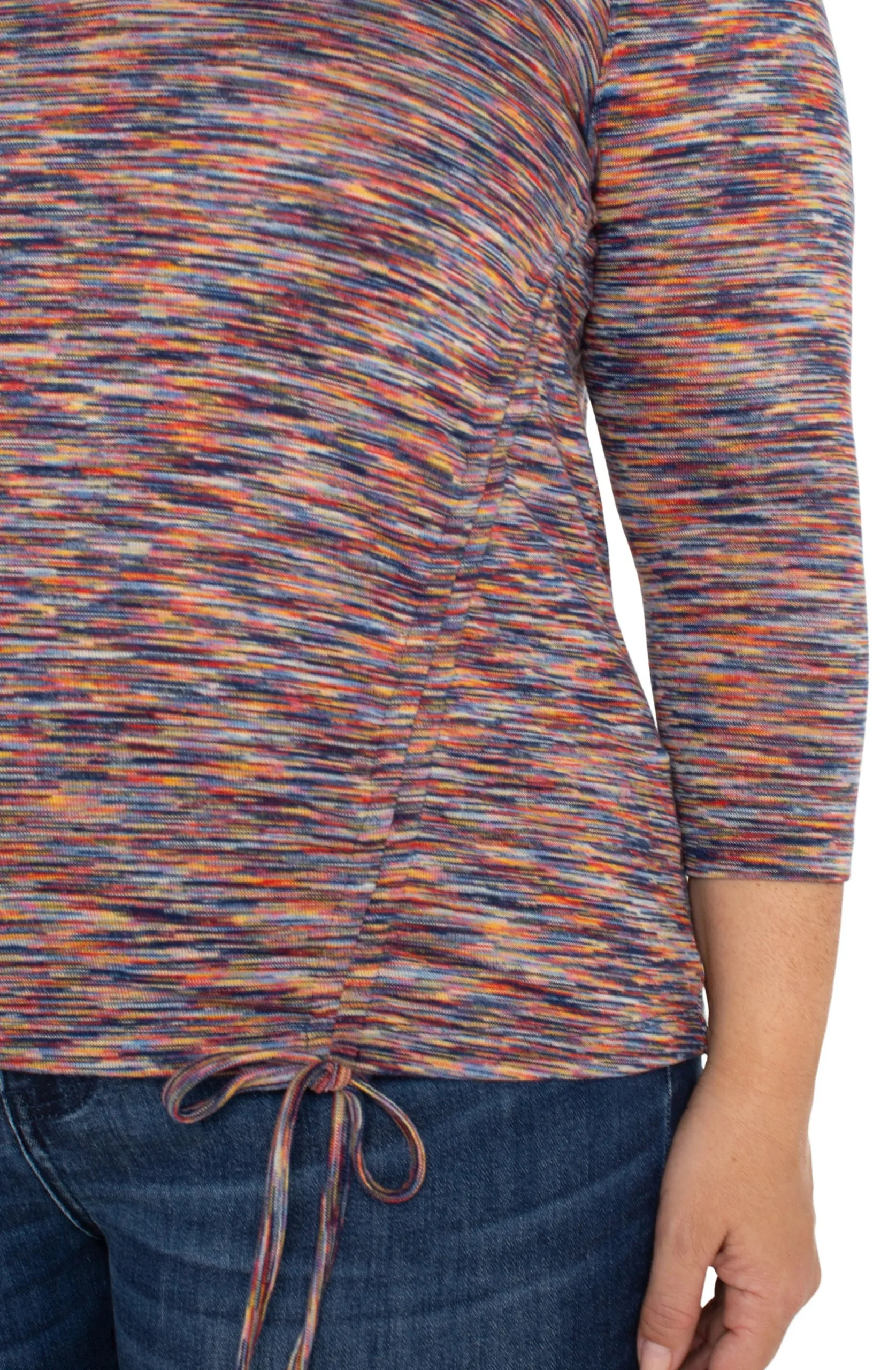 Liverpool Los Angeles Tops-3/4 SLEEVE KNIT TOP WITH ASYMMETRIC TIE DETAIL Carnelianmulti