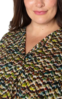 Liverpool Los Angeles Tops-3/4 SLEEVE POPOVER WOVEN BLOUSE Tourmalinemulti