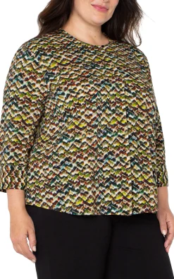 Liverpool Los Angeles Tops-3/4 SLEEVE POPOVER WOVEN BLOUSE Tourmalinemulti