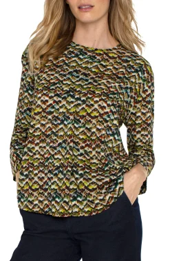Liverpool Los Angeles Tops-3/4 SLEEVE POPOVER WOVEN BLOUSE Tourmalinemulti