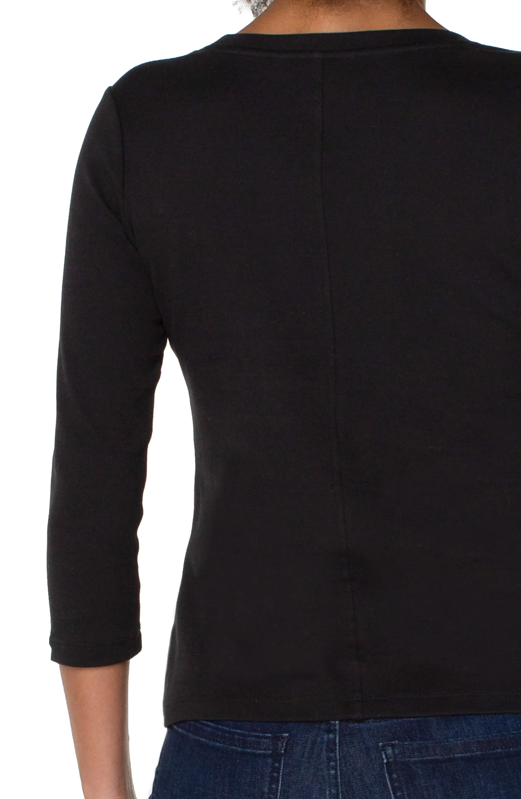 Liverpool Los Angeles Tees-3/4 SLEEVE SCOOP NECK KNIT TEE Black