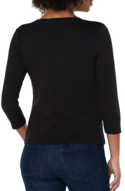 Liverpool Los Angeles Tees-3/4 SLEEVE SCOOP NECK KNIT TEE Black