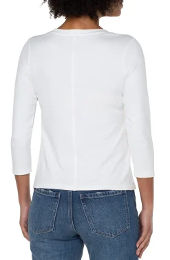 Liverpool Los Angeles Tees-3/4 SLEEVE SCOOP NECK KNIT TEE White