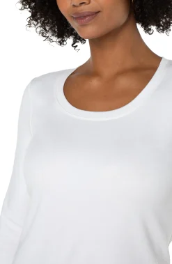 Liverpool Los Angeles Tees-3/4 SLEEVE SCOOP NECK KNIT TEE White