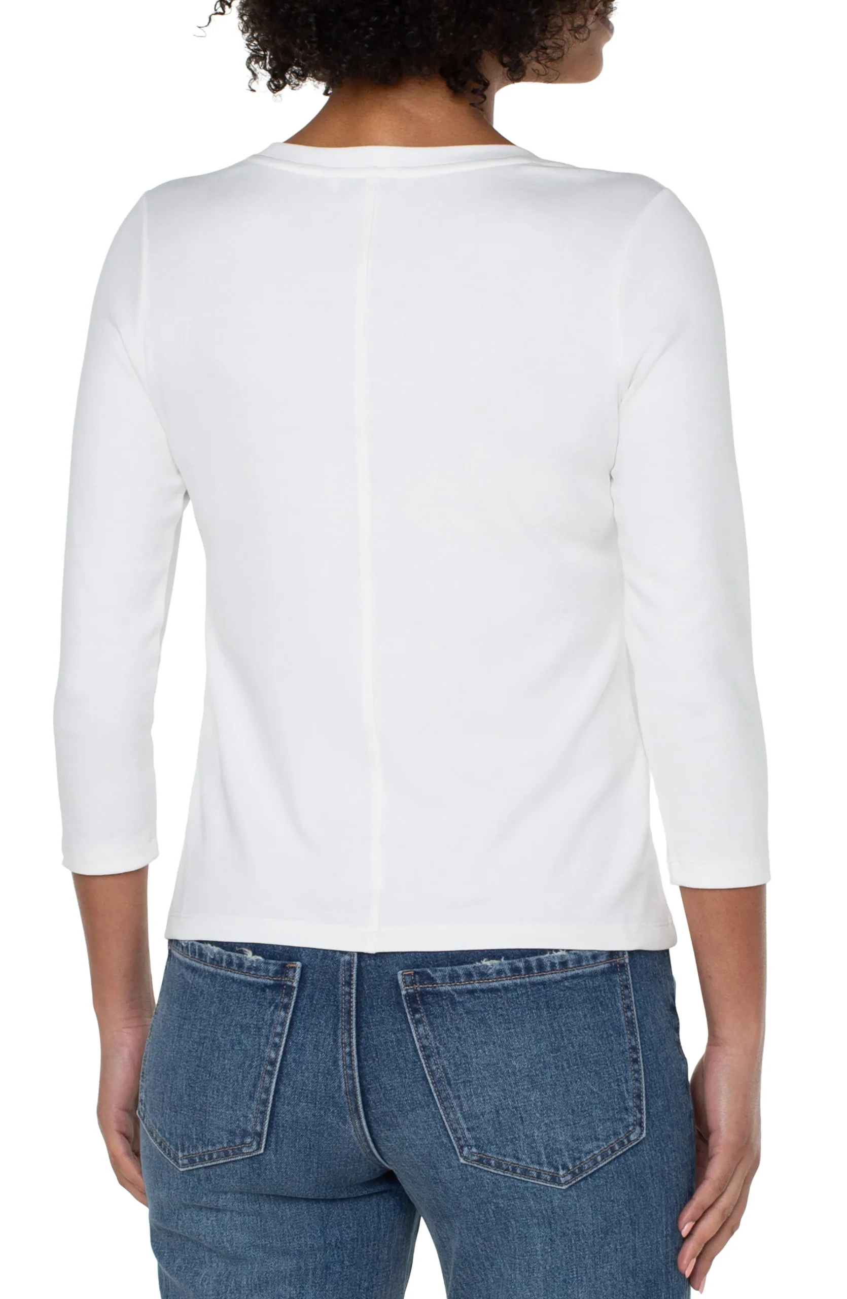Liverpool Los Angeles Tees-3/4 SLEEVE SCOOP NECK KNIT TEE White