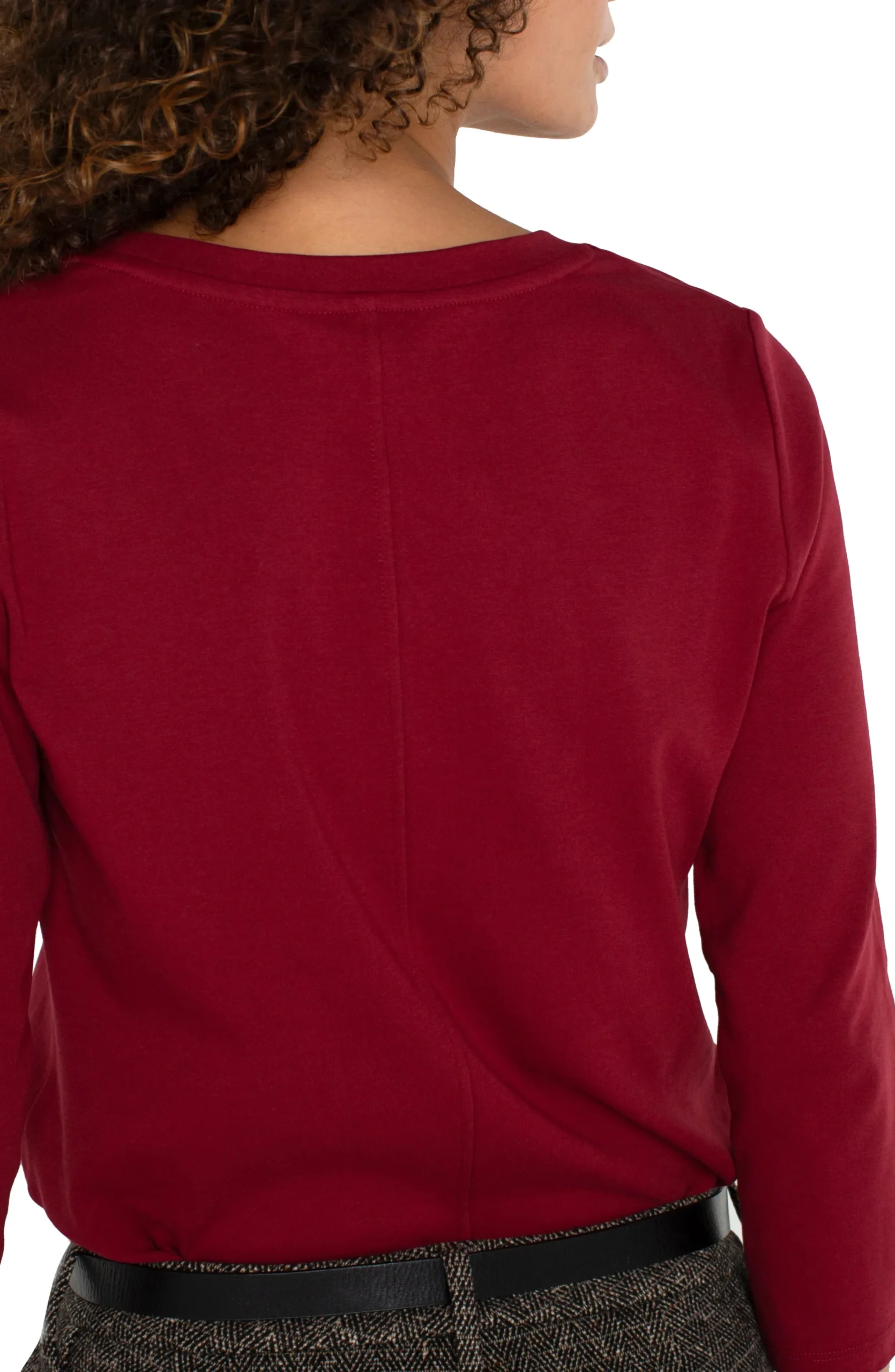 Liverpool Los Angeles Tees-3/4 SLEEVE SCOOP NECK KNIT TEE Pinotnoir