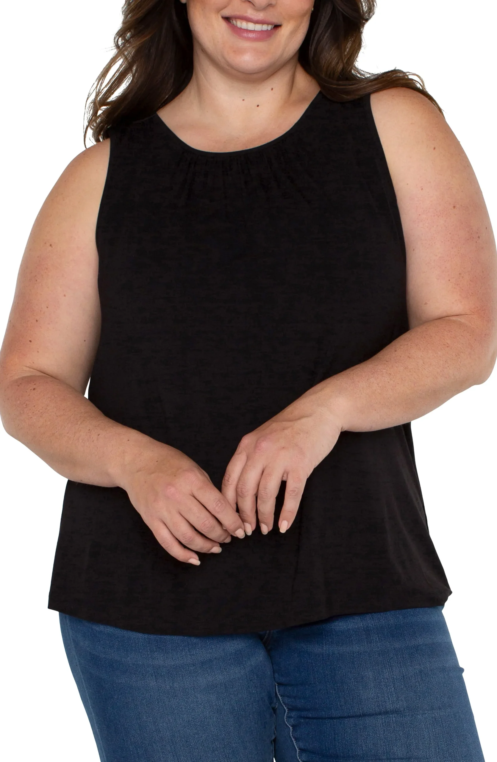 Liverpool Los Angeles Tops-A-LINE SLEEVELESS KNIT TOP Black