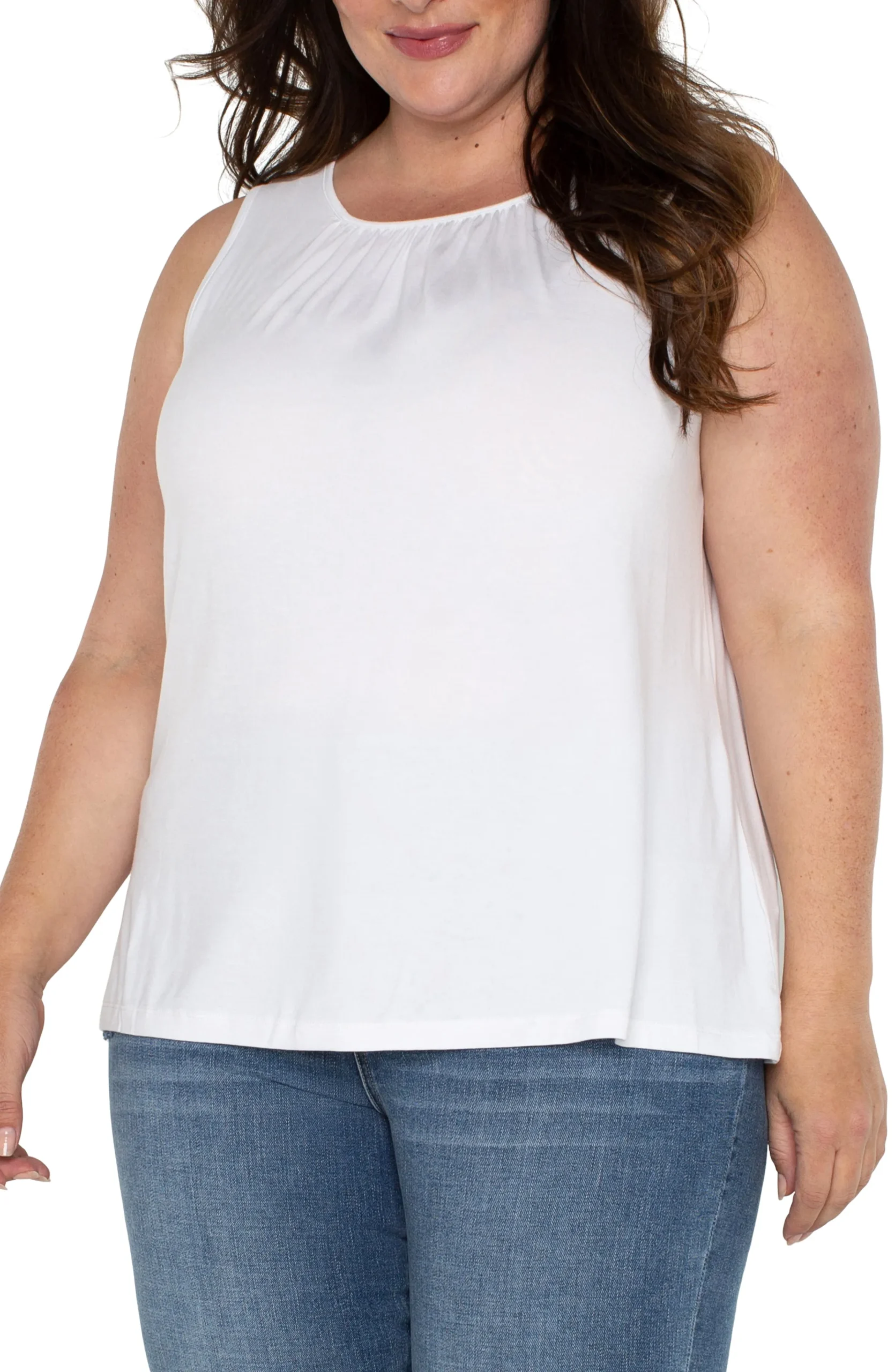 Liverpool Los Angeles Tops-A-LINE SLEEVELESS KNIT TOP White