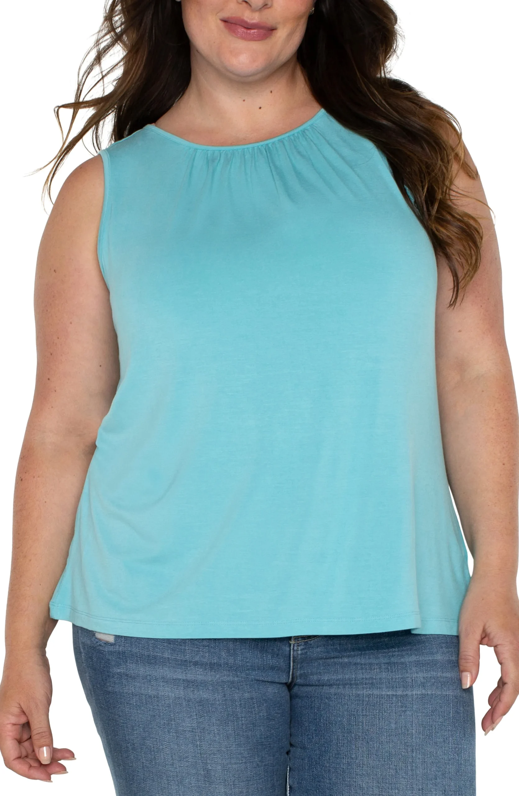 Liverpool Los Angeles Tops-A-LINE SLEEVELESS KNIT TOP Turquoisetide