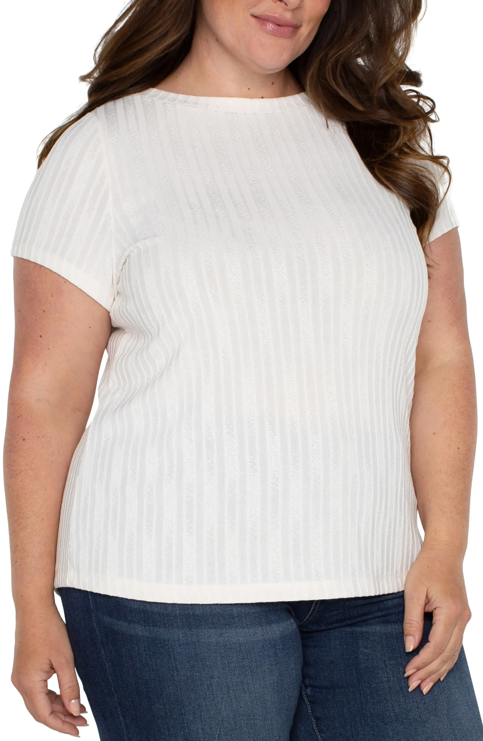 Liverpool Los Angeles Tops-BOAT NECK BABY TEE Frenchcream