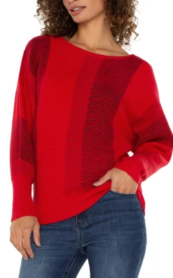 Liverpool Los Angeles Sweaters-BOAT NECK DOLMAN SWEATER Tangoredmulti