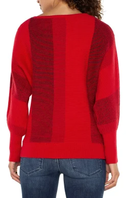 Liverpool Los Angeles Sweaters-BOAT NECK DOLMAN SWEATER Tangoredmulti