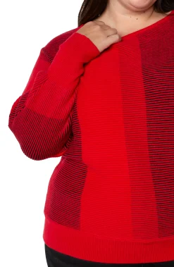 Liverpool Los Angeles Tops-BOAT NECK DOLMAN SWEATER Tangoredmulti