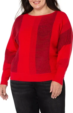 Liverpool Los Angeles Tops-BOAT NECK DOLMAN SWEATER Tangoredmulti