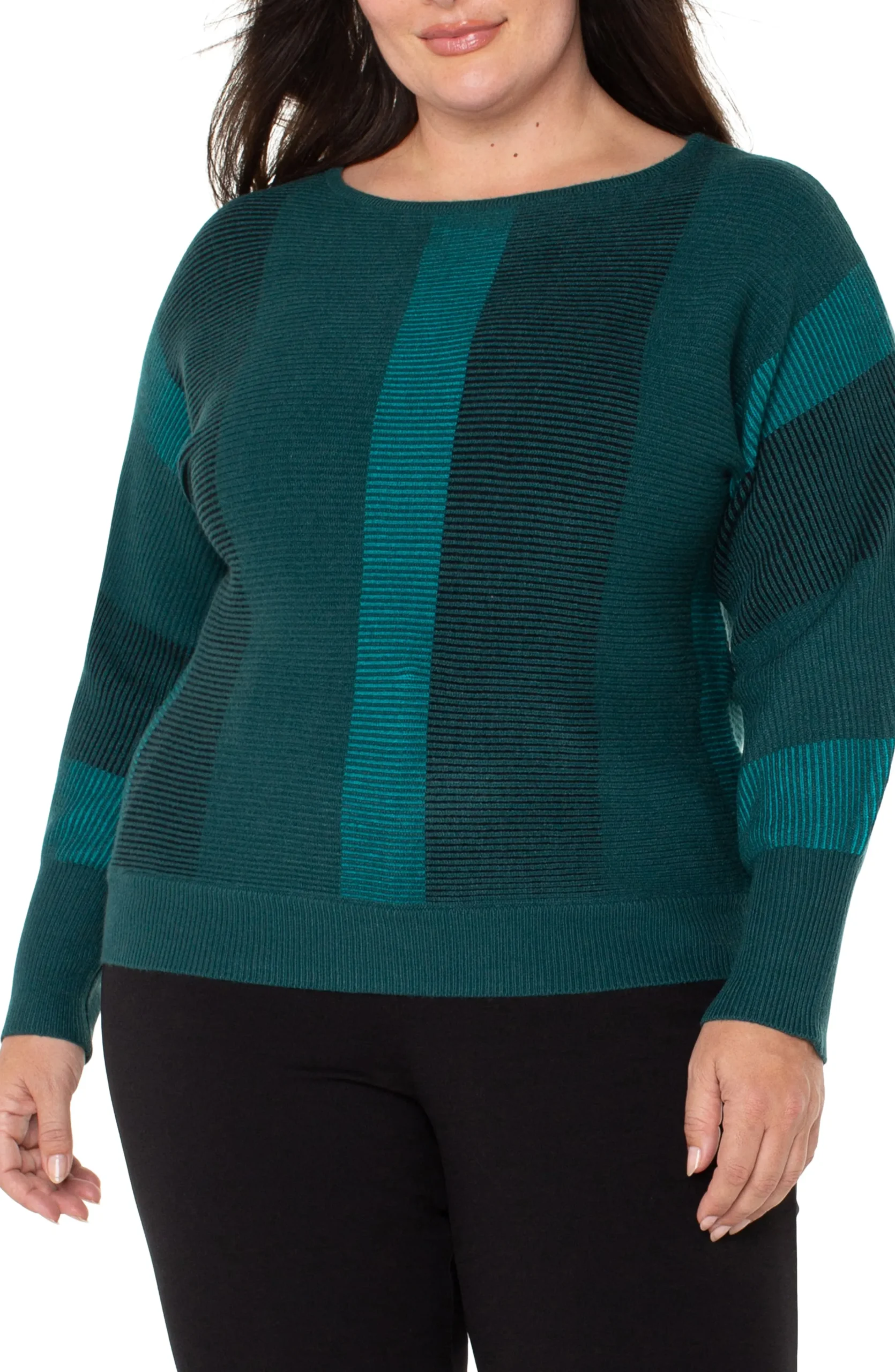 Liverpool Los Angeles Tops-BOAT NECK DOLMAN SWEATER Malachitemulti