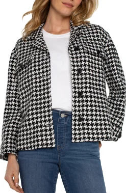 Liverpool Los Angeles Jackets-BOXY SHACKET Blackwhitehoundstooth