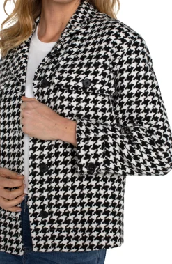 Liverpool Los Angeles Jackets-BOXY SHACKET Blackwhitehoundstooth