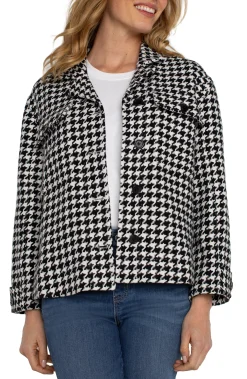 Liverpool Los Angeles Jackets-BOXY SHACKET Blackwhitehoundstooth