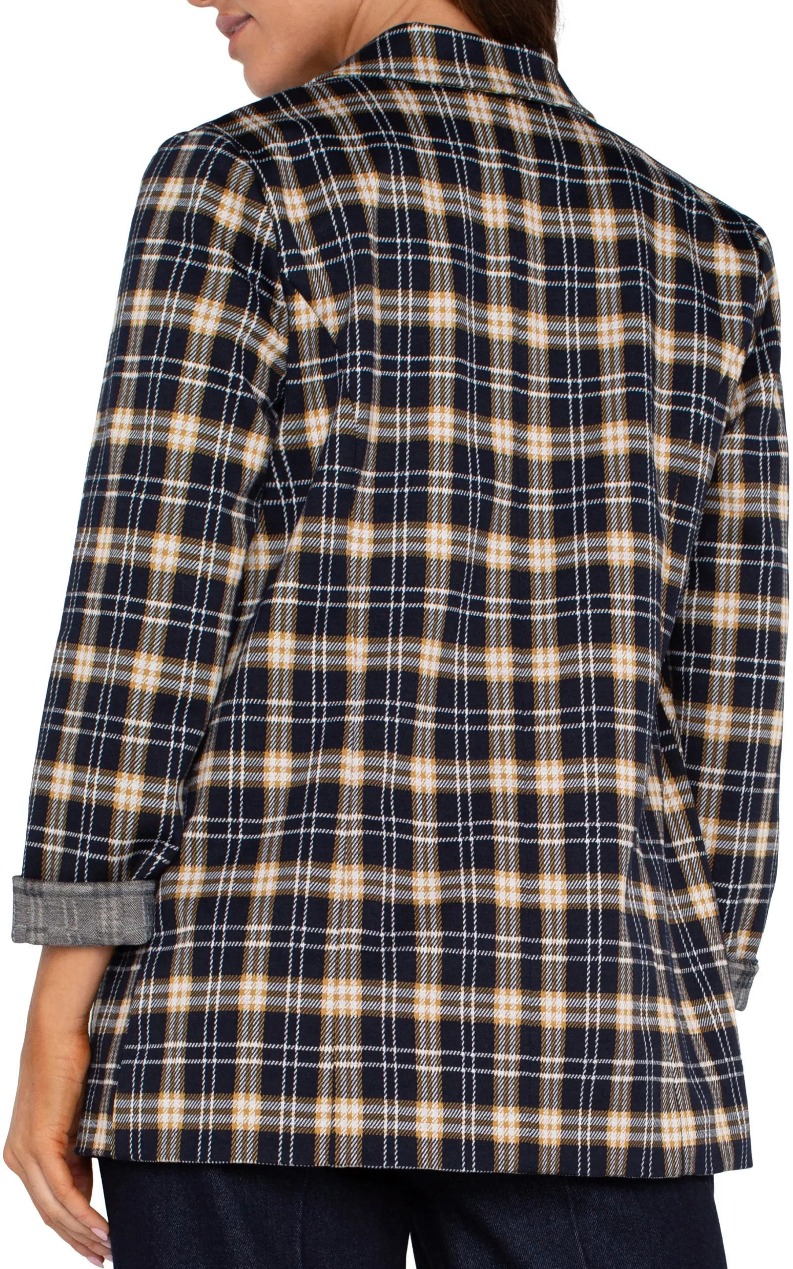 Liverpool Los Angeles Jackets-BOYFRIEND BLAZER Darknavytartanplaid