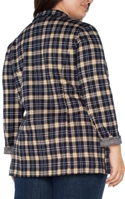 Liverpool Los Angeles Jackets-BOYFRIEND BLAZER Darknavytartanplaid