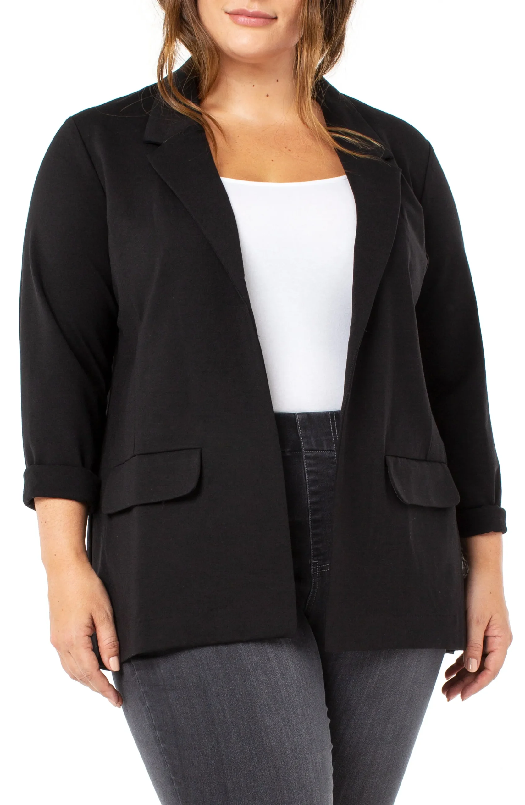 Liverpool Los Angeles Jackets-BOYFRIEND BLAZER WITH PRINCESS DART SUPER STRETCH Black