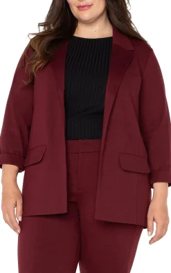 Liverpool Los Angeles Jackets-BOYFRIEND BLAZER WITH PRINCESS DART Bordeaux