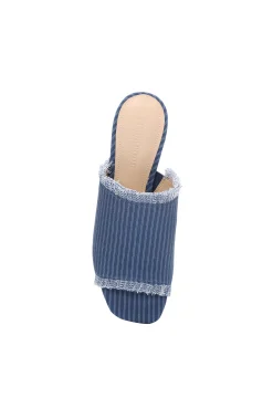Liverpool Los Angeles Mules-BREA FRINGE DENIM MULE Indigoecru