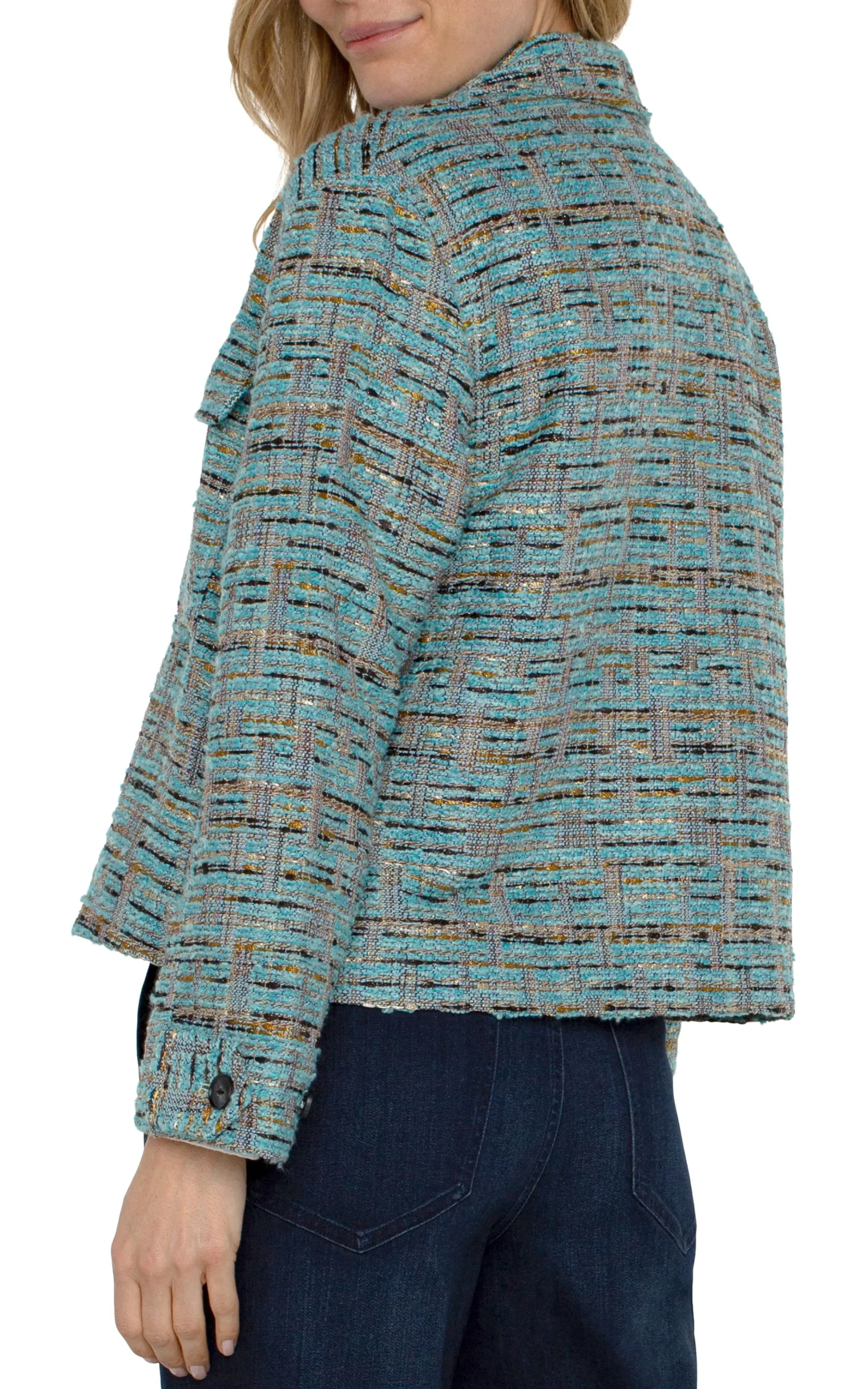Liverpool Los Angeles Jackets-BUTTON FRONT BOXY SHACKET Oceanboucle