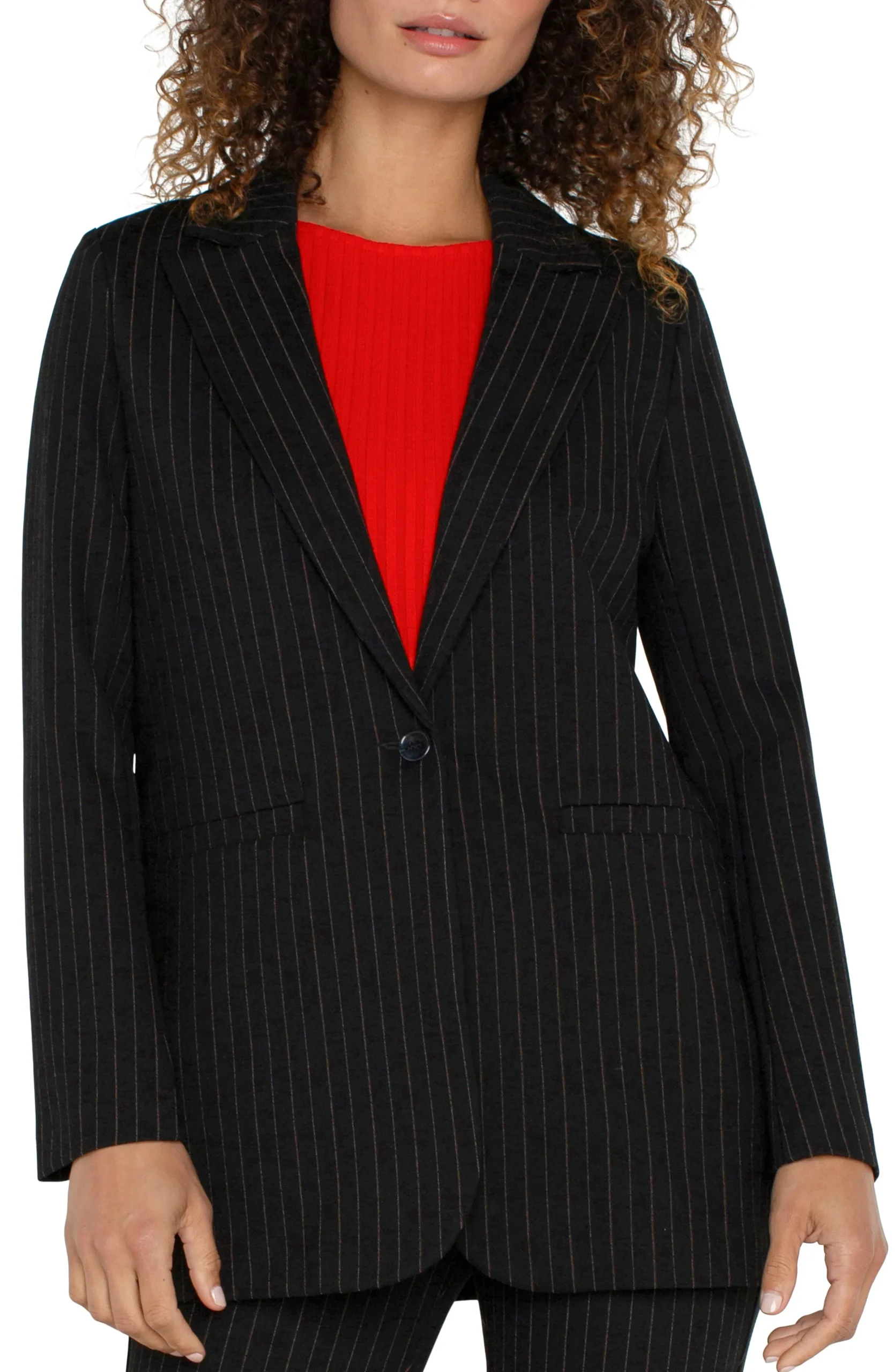 Liverpool Los Angeles Jackets-BUTTON FRONT BOYFRIEND BLAZER Blackwhitepinstripe