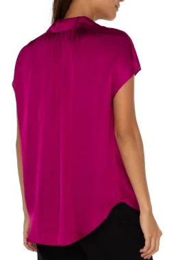 Liverpool Los Angeles Tops|Tops-BUTTON FRONT DOLMAN SLEEVE BLOUSE Fuchsiakiss