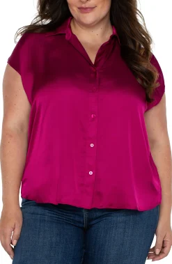 Liverpool Los Angeles Tops-BUTTON FRONT DOLMAN SLEEVE BLOUSE Fuchsiakiss