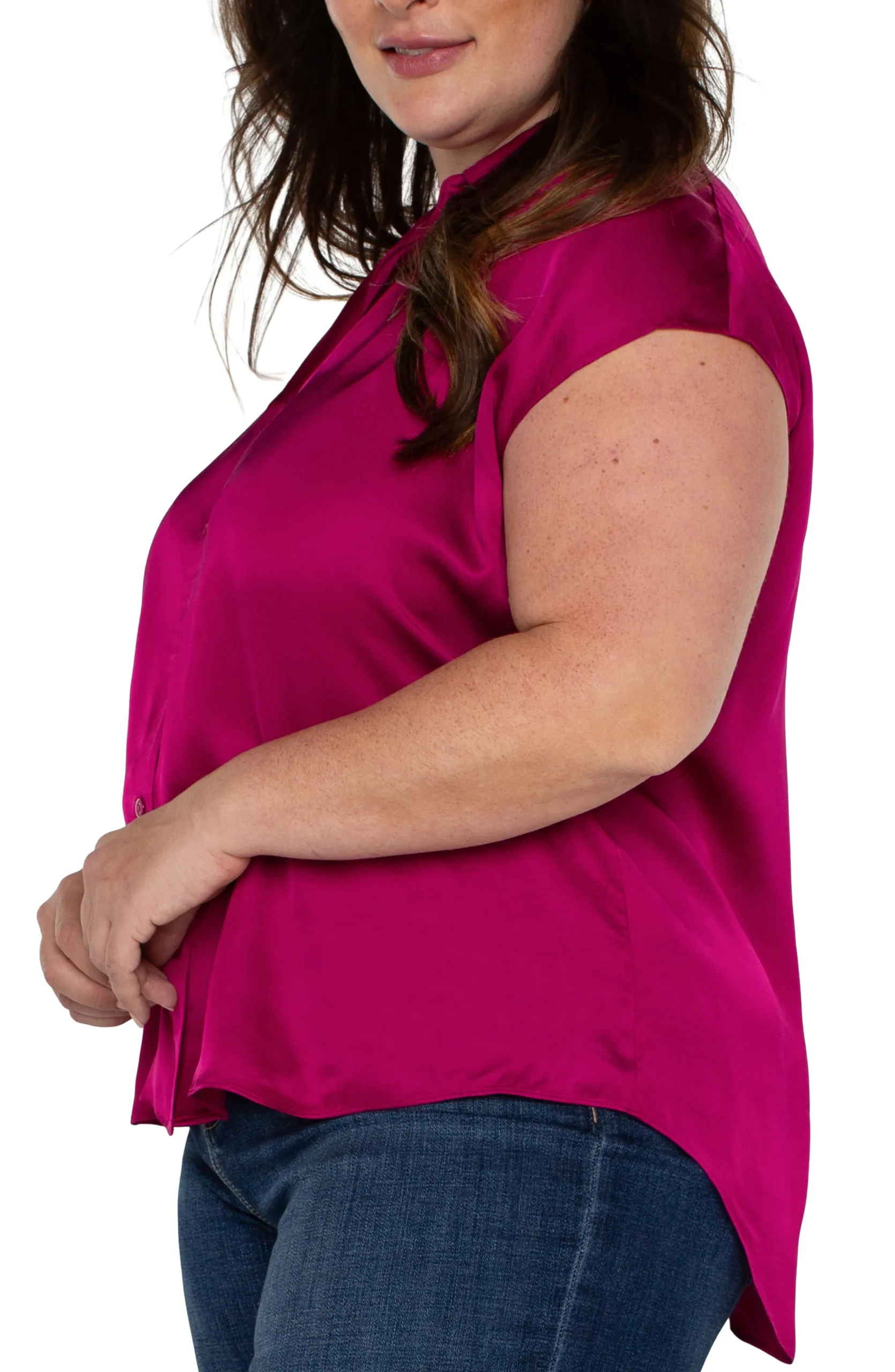 Liverpool Los Angeles Tops-BUTTON FRONT DOLMAN SLEEVE BLOUSE Fuchsiakiss