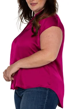 Liverpool Los Angeles Tops-BUTTON FRONT DOLMAN SLEEVE BLOUSE Fuchsiakiss