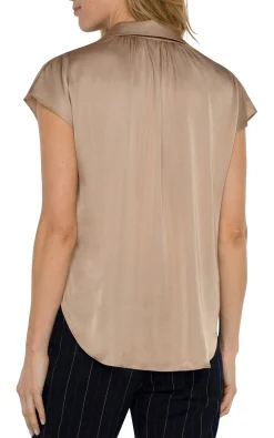 Liverpool Los Angeles Tops|Tops-BUTTON FRONT DOLMAN SLEEVE BLOUSE Champagne
