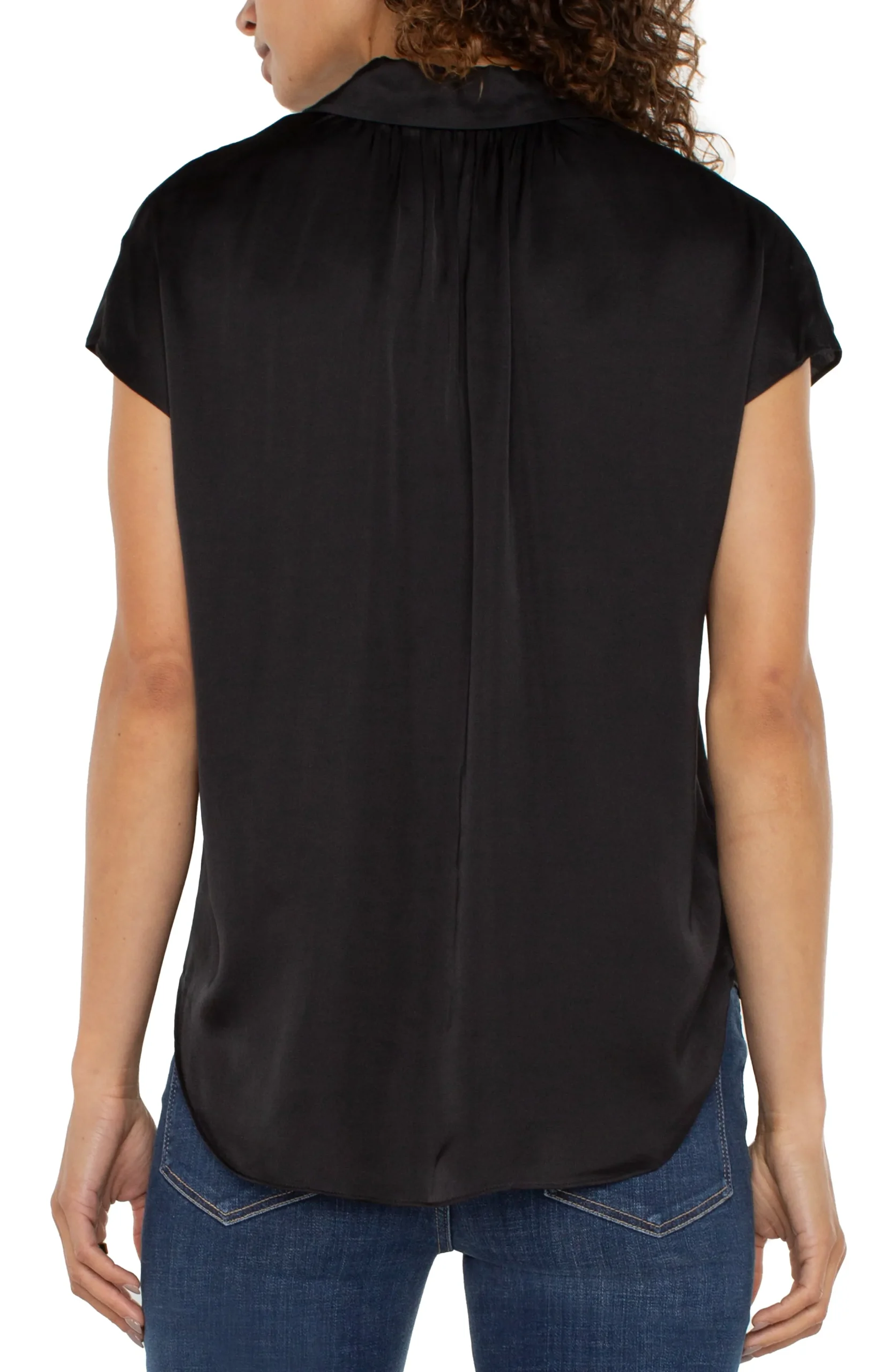 Liverpool Los Angeles Tops|Tops-BUTTON FRONT DOLMAN SLEEVE BLOUSE Black