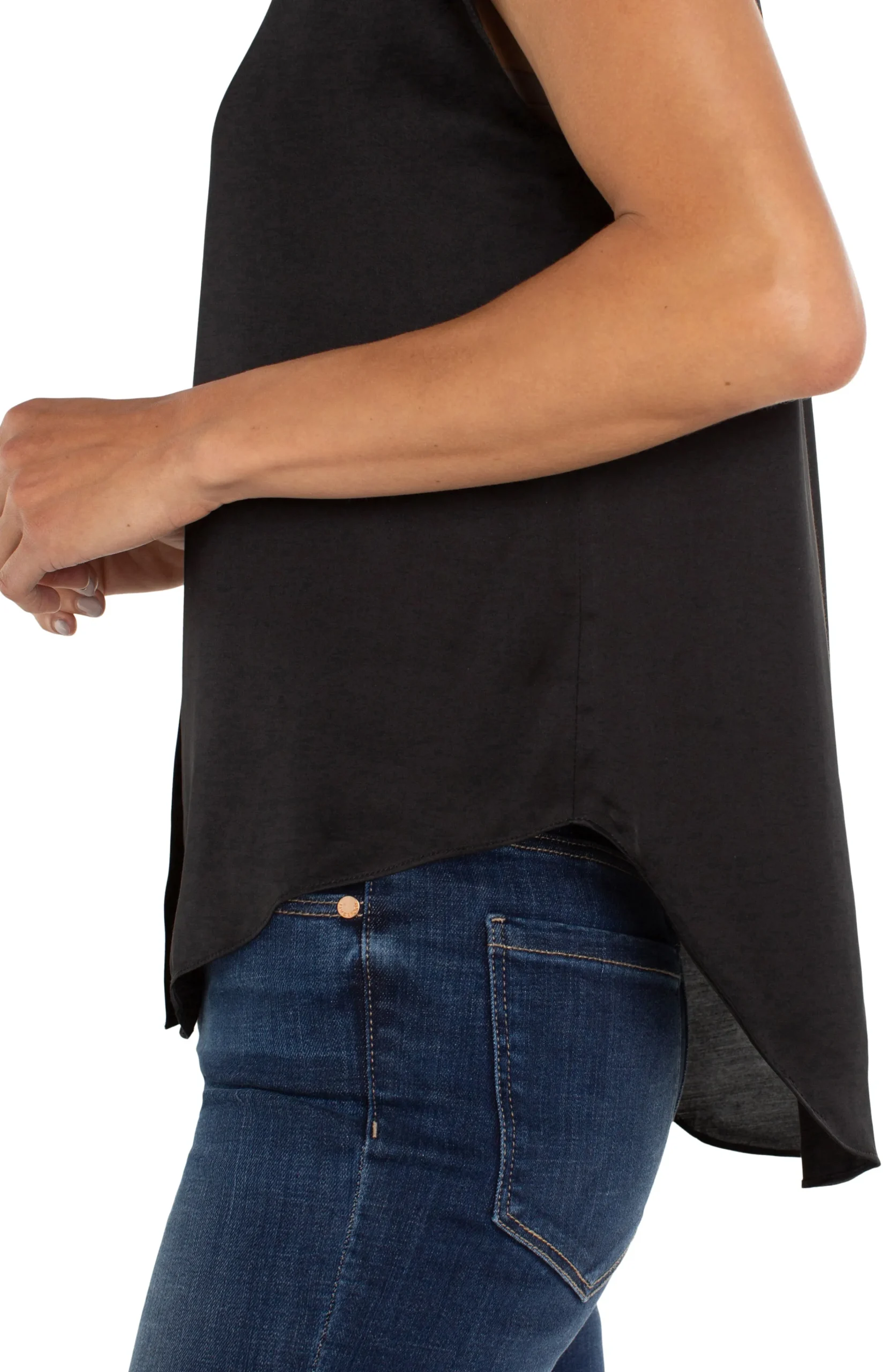 Liverpool Los Angeles Tops|Tops-BUTTON FRONT DOLMAN SLEEVE BLOUSE Black