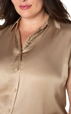 Liverpool Los Angeles Tops-BUTTON FRONT DOLMAN SLEEVE BLOUSE Champagne