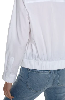 Liverpool Los Angeles Tops-BUTTON FRONT SHIRT WITH ELASTIC BACK WAIST White