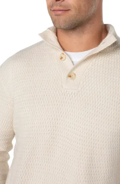 Liverpool Los Angeles Sweaters-BUTTON MOCK NECK SWEATER Cream