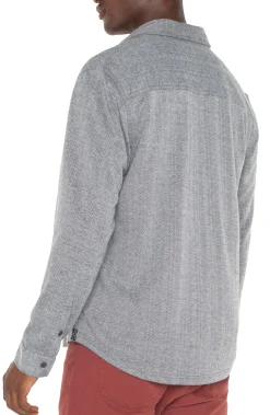 Liverpool Los Angeles Shirts-BUTTON UP LONG SLEEVE SHIRT Greyherringbone