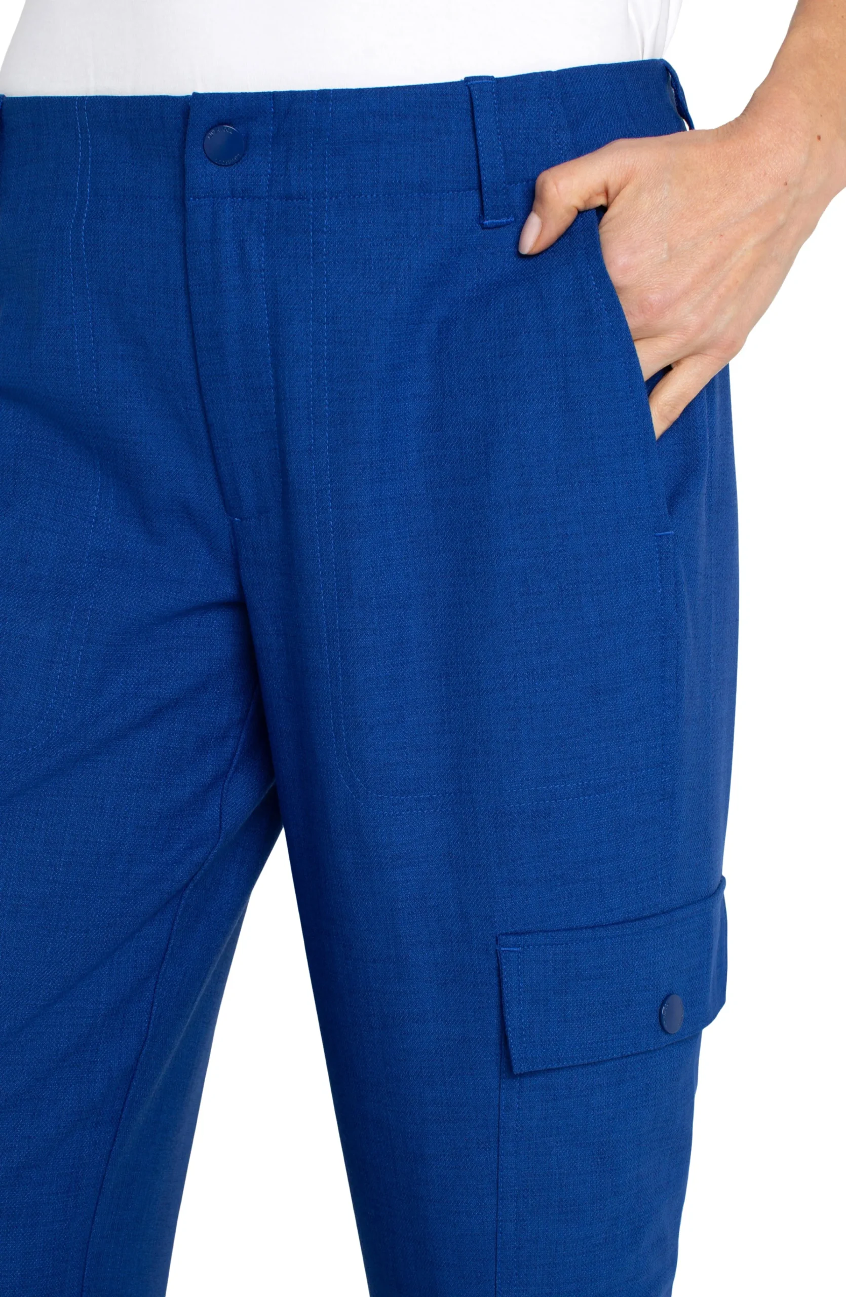 Liverpool Los Angeles Pants|Utility Pants-CARGO CROP WITH TAB HEM Bluetopaz