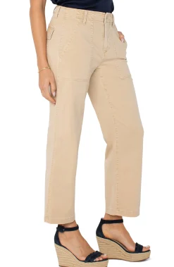 Liverpool Los Angeles Pants|Crops-CARGO WIDE LEG CROP Cappuccino