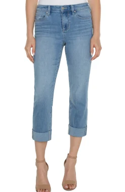 Liverpool Los Angeles Jeans|Crops-CHARLIE CROP ECO WIDE ROLLED CUFF Abbotkinney