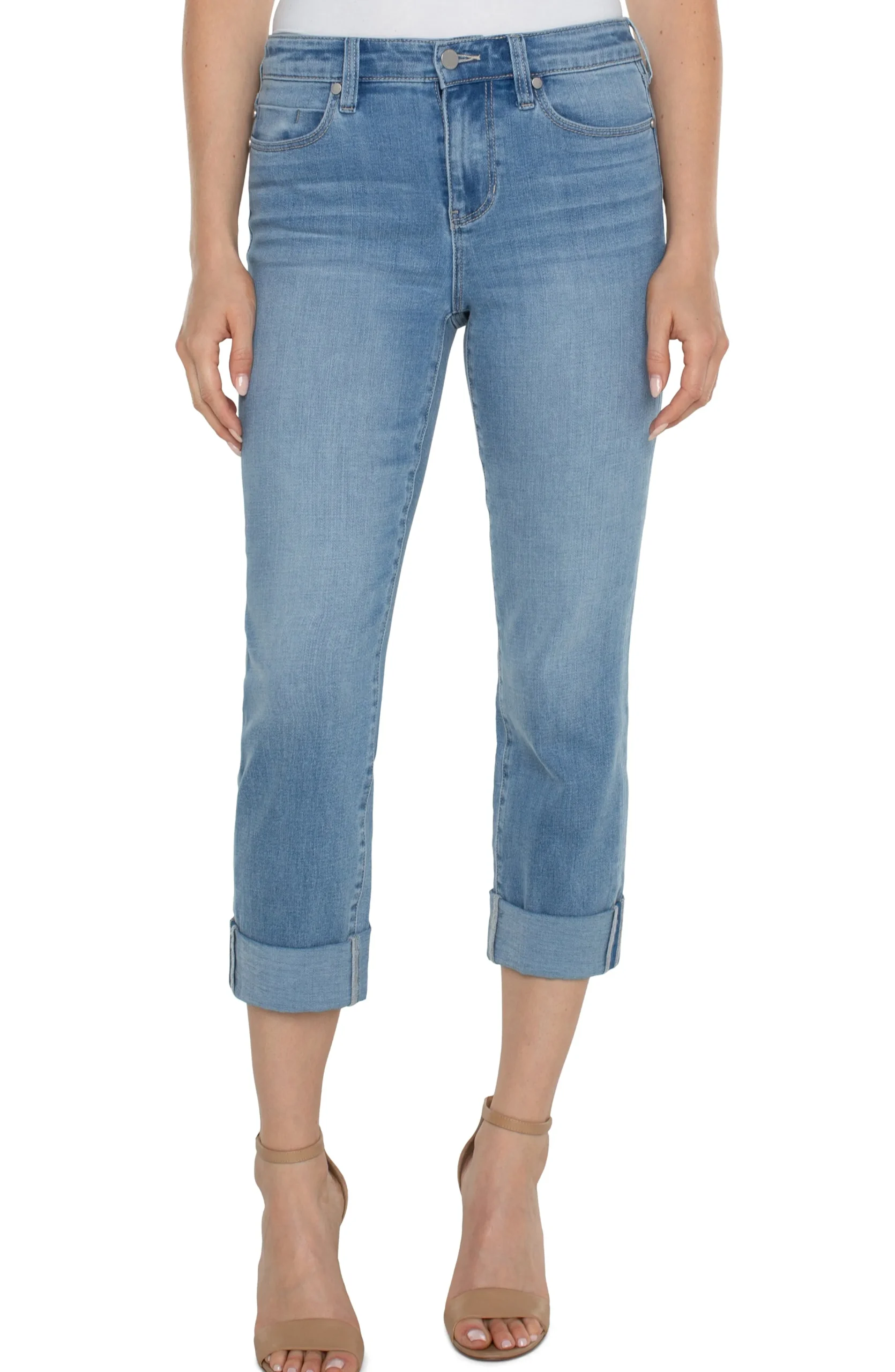 Liverpool Los Angeles Jeans|Crops-CHARLIE CROP ECO WIDE ROLLED CUFF Abbotkinney