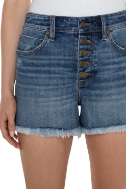 Liverpool Los Angeles Shorts|Shorts-CHRISTINE HI-RISE ECO A-LINE FRAY SHORT Claymont