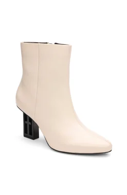 Liverpool Los Angeles Boots-CLAREMONT ICON HEEL SIDE ZIP BOOTIE Ecru