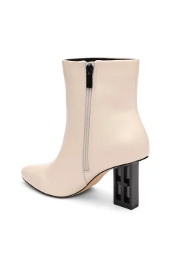 Liverpool Los Angeles Boots-CLAREMONT ICON HEEL SIDE ZIP BOOTIE Ecru