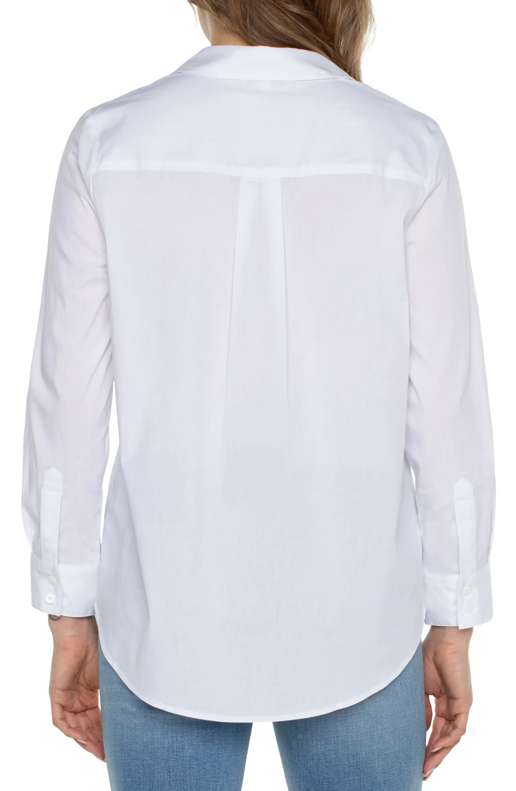 Liverpool Los Angeles Tops-CLASSIC BUTTON FRONT POPLIN SHIRT White