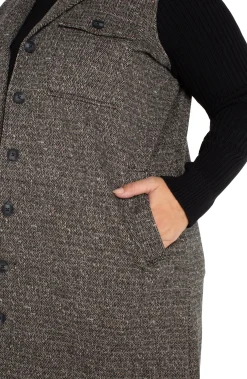 Liverpool Los Angeles Jackets-COATIGAN WITH SWEATER SLEEVES Blacktanherringbone