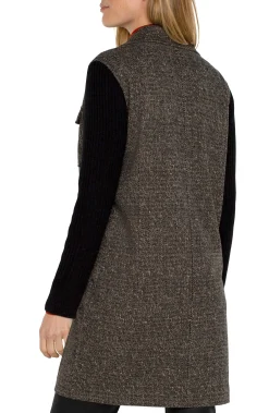 Liverpool Los Angeles Coatigans-COATIGAN WITH SWEATER SLEEVES Blacktanherringbone